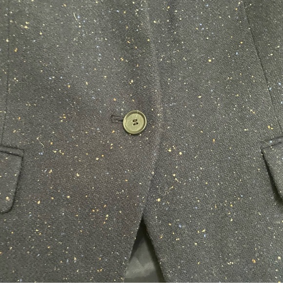 Loft Navy Confetti Wool Blend Single Button Ladies Blazer Size 14 - Picture 3 of 11